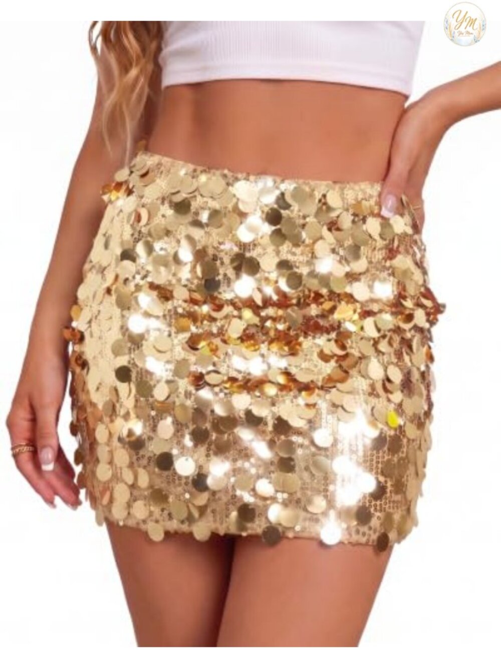 Sequin Mini Skirt Stretchy Bodycon Glitter Party Skirt for Women